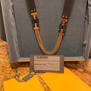 Fendi Leather and gold necklace